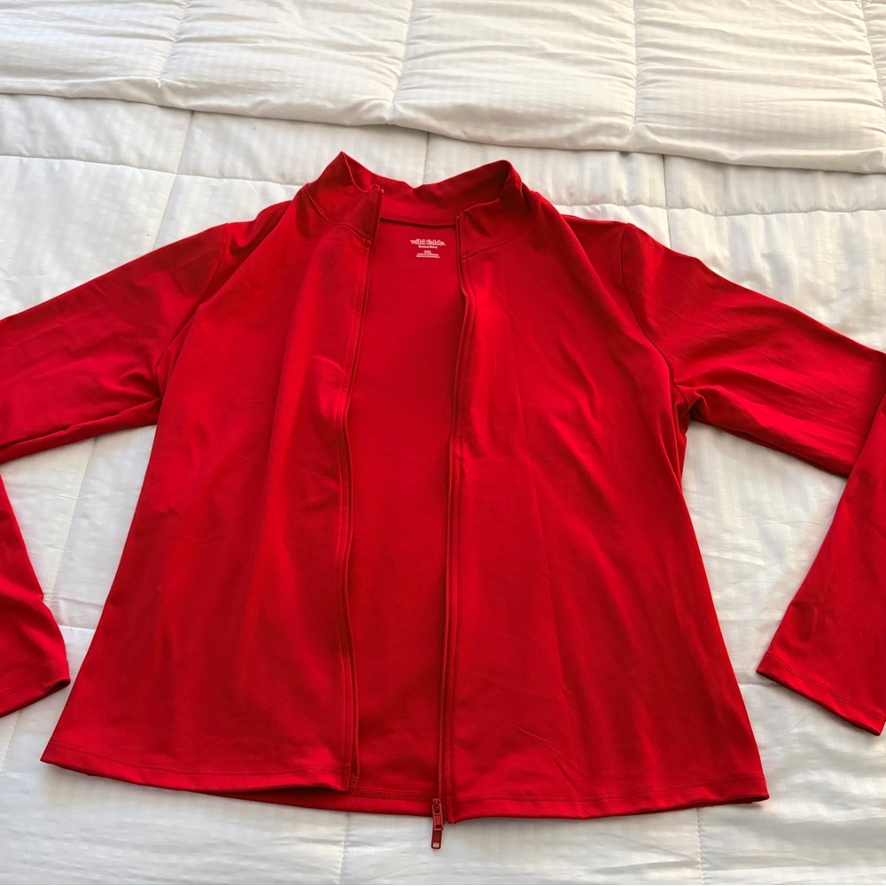 wild fable Red Zip-Front Long Sleeve Top
